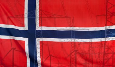 Enerji Kavramı Norveç Bayrağı ile güç direği