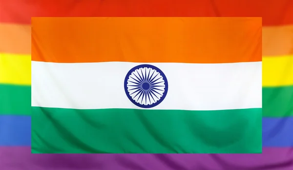インドと虹の旗の旗 — ストック写真
