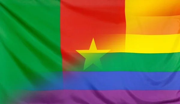 Σημαία ουράνιο τόξο που συγχωνεύθηκε με την σημαία του Καμερούν — Φωτογραφία Αρχείου