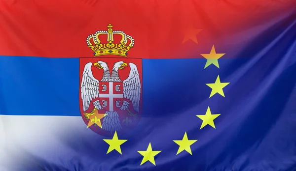 Bandera Europea fusionada con Bandera de Serbia —  Fotos de Stock