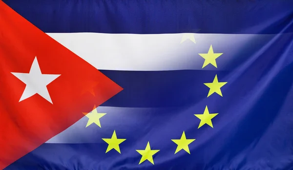 Bandiera Europea fusa con Bandiera di Cuba — Foto Stock