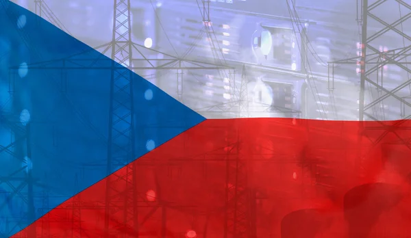 チェコ共和国旗の技術環境の概念 — ストック写真