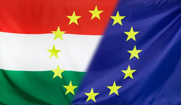 Bandera Europea fusionada con Bandera de Hungría — Foto de Stock