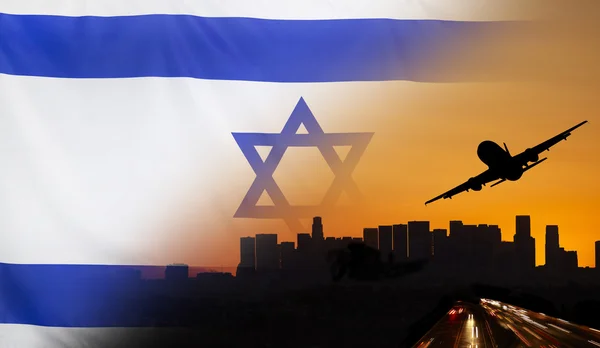 İsrail kumaş bayrak seyahat ve ulaşım kavramı