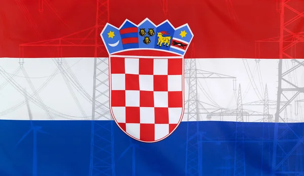 Concept énergétique Croatie Drapeau avec poteau électrique — Photo