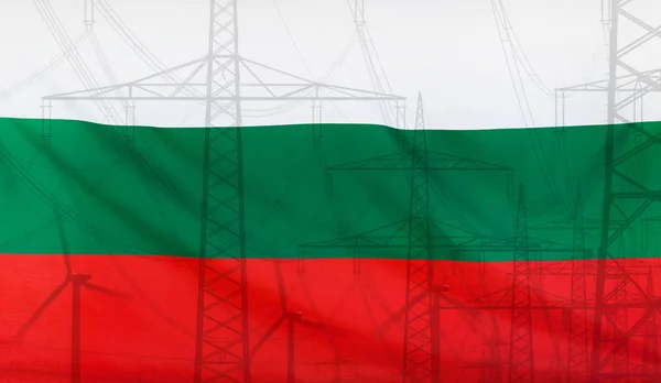 Concepto de energía Bandera de Bulgaria con poste de potencia —  Fotos de Stock