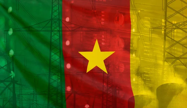 Kamerun Bayrağı Teknoloji Çevre Konsepti — Stok fotoğraf