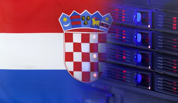 Koncepcja technologiczna z flaga chorwacka — Zdjęcie stockowe