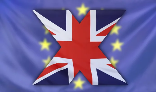 概念 Brexit 英国和欧盟旗帜组成 — 图库照片