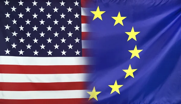 Koncepcja Usa i UE skład flagi — Zdjęcie stockowe