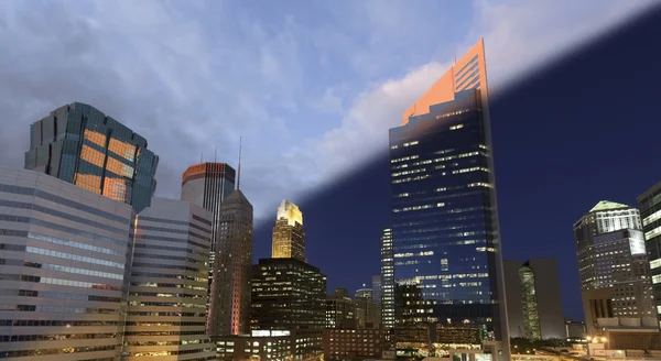 Minneapolis Skyline Sonnenuntergang bis zur Dämmerung — Stockfoto