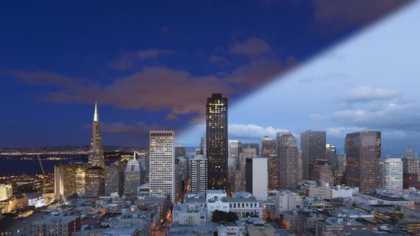 San Francisco Skyline twilight övergången — Stockfoto