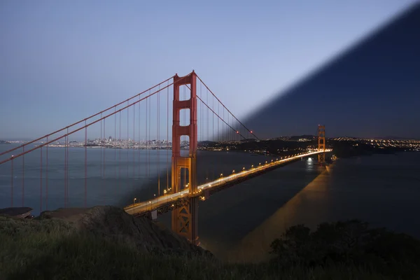 Sunset Golden Gate Bridge Transição — Fotografia de Stock