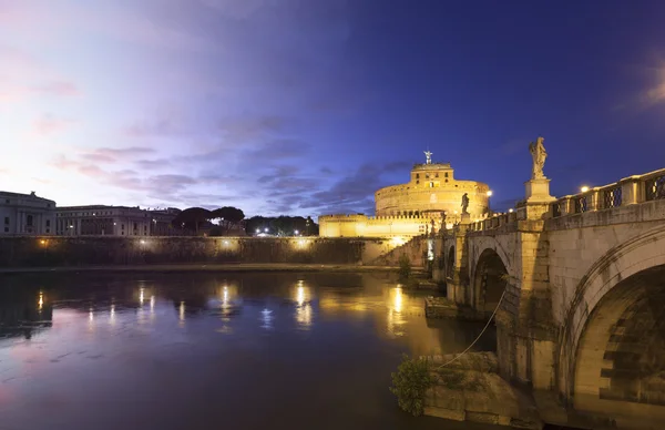 Rome Castel Sant Angelo twilight transition — Stock Photo, Image