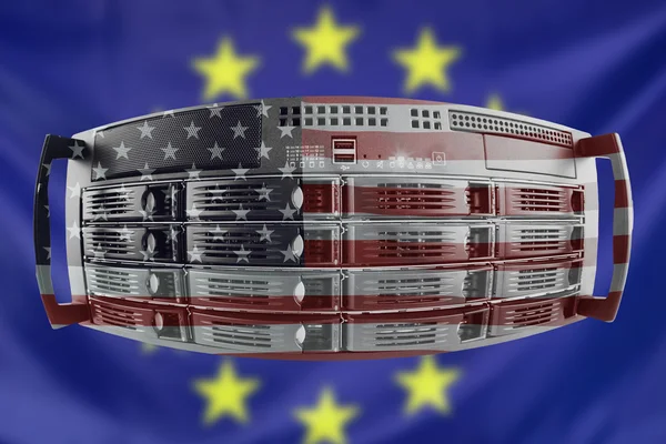 Server Concept Europa en Verenigde Staten Stockfoto