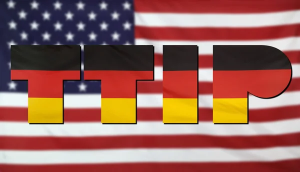 Ttip 概念米国およびドイツのフラグの構成 — ストック写真