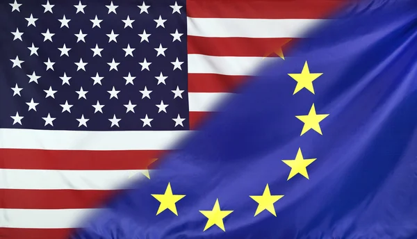 Concept USA and EU flags composition — Stock Photo, Image