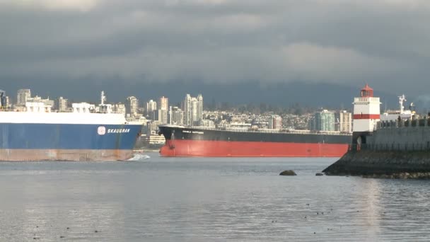 Navios no Farol — Vídeo de Stock