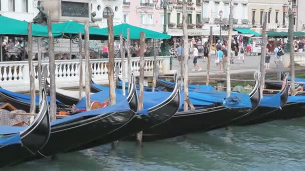 Paisaje con góndolas en Venecia — Vídeo de stock