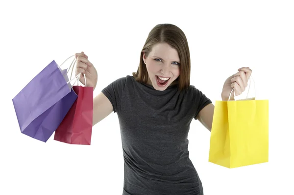 Femme avec sacs à provisions — Photo