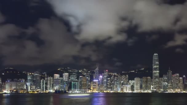 维多利亚海港的上空 Hong 香港天际线 — 图库视频影像