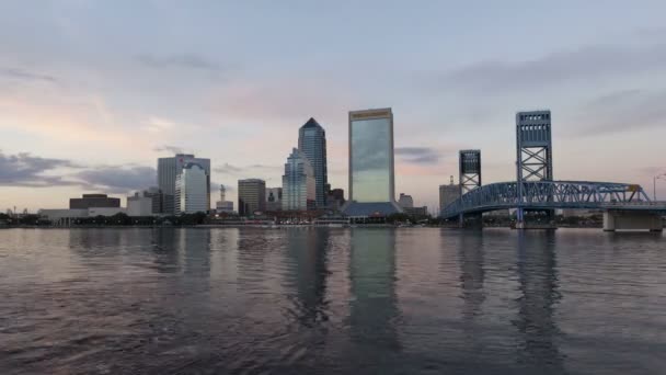 Zachód słońca panoramę Jacksonville Forida — Wideo stockowe