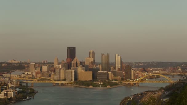 日落的匹兹堡天际线 — 图库视频影像