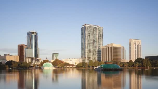 Orlando skyline from Lake Eola — Stock Video