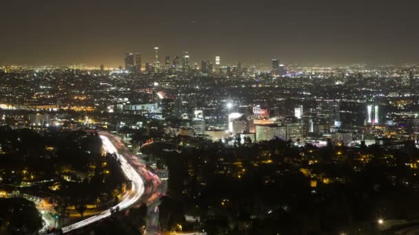 Los Angeles Downtown z Hollywood Hills — Wideo stockowe