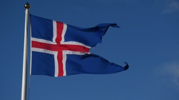 スローモーションのアイスランドを旗します。 動画クリップ