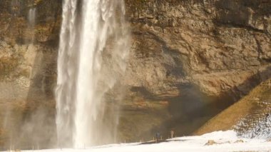 Slowmotion Seljalandsfoss şelale yakın çekim