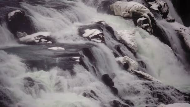 Közelről Slowmotion Gullfoss vízesés — Stock videók