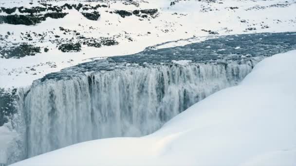 Dettifoss waterfall in winter — Stock Video