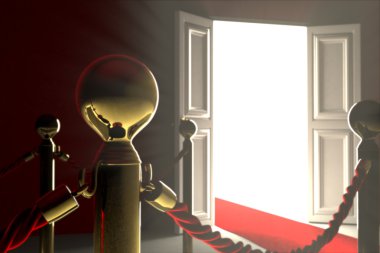 Kırmızı kadife ip bariyer yakın çekim