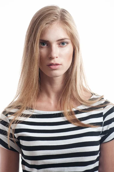 Woman in striped shirt — Stock Photo, Image