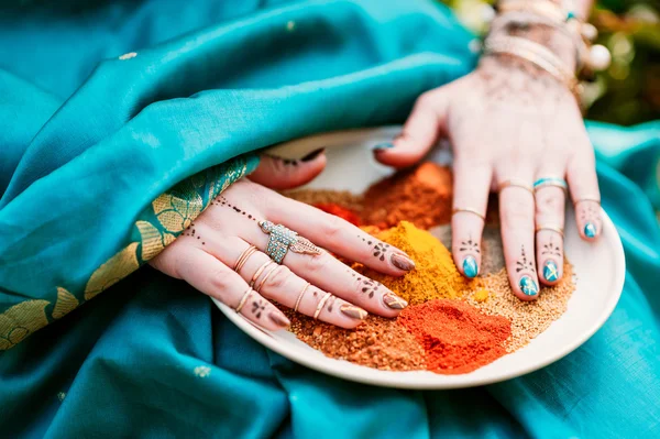 접시에 건조 인도 향미료의 힙 — 스톡 사진