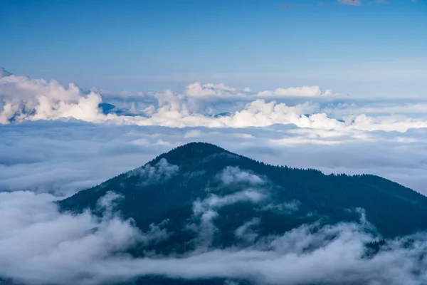 早上在喀尔巴阡山的云海 — 图库照片