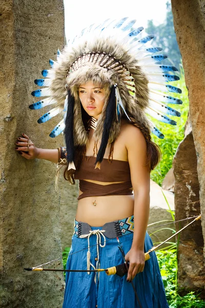 Native american, indians, in traditional dress — Stock Photo, Image