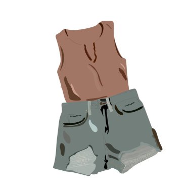 Havalı bir yaz havası. Sandaletler, kısa şortlar ve aksesuarlar.