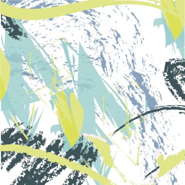 Fırça darbeleriyle son moda vektör modeli. Lekeli elle çizilmiş soyut kart