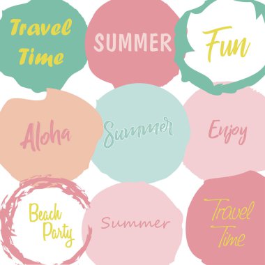 Vector labels with summer fun tags. Vector bright summer illustration