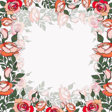 Pastel pembe gül çerçevesi. Tasarımın için mükemmel..