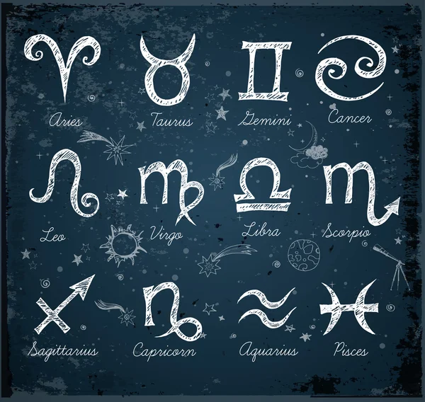 Symboles croquants du zodiaque — Image vectorielle