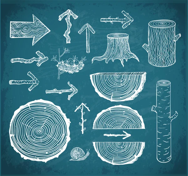 Skisser av trä element — Stock vektor