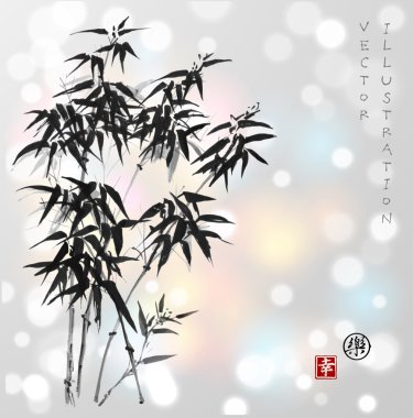 Bambu ağaçları çizilmiş 