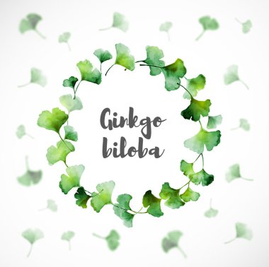 Daire mavi ginkgo yaprağı 