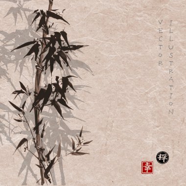 Bambu ağacı mürekkeple çizilmiş