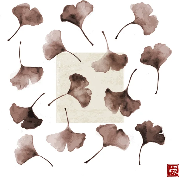 Gingko laisse sur fond vintage . — Image vectorielle