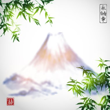 Bambu ağaçlar ve dağlar