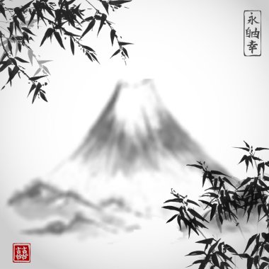 Bambu ağaçlar ve dağlar